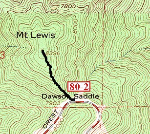 80-2 Mt. Lewis from Dawson Saddle Map